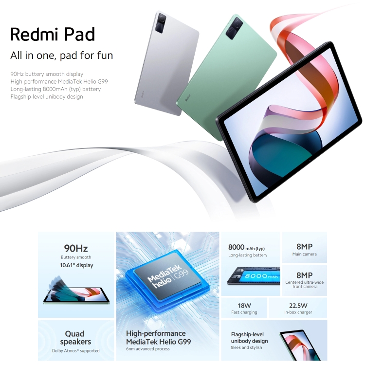 Xiaomi Redmi Pad 6gb 128gb Helio G99 Octa Core 10.6 Inch Wi-Fi