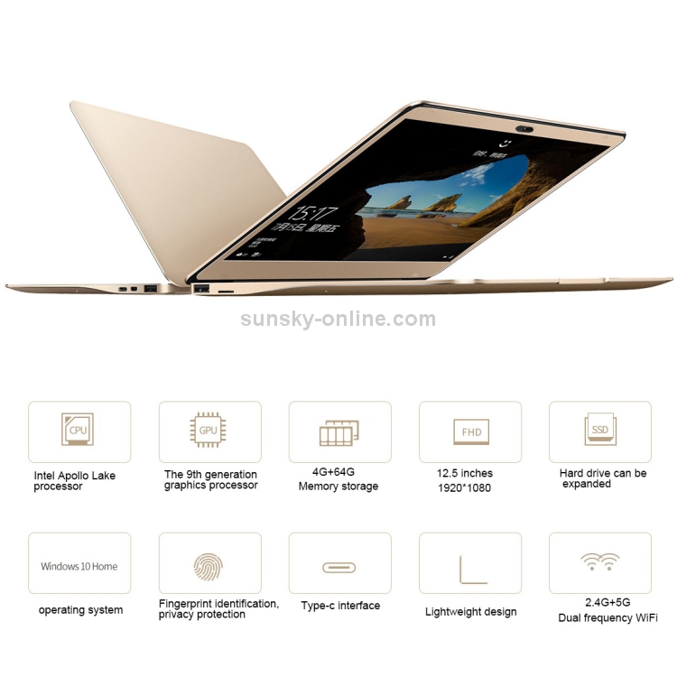 ONDA Xiaoma 21 Laptop, 12.5 inch, 4GB+64GB, Fingerprint Identification,  Windows 10, Intel Apollo Lake N3450 Quad Core 2.2GHz, Support TF Card & SSD  ...