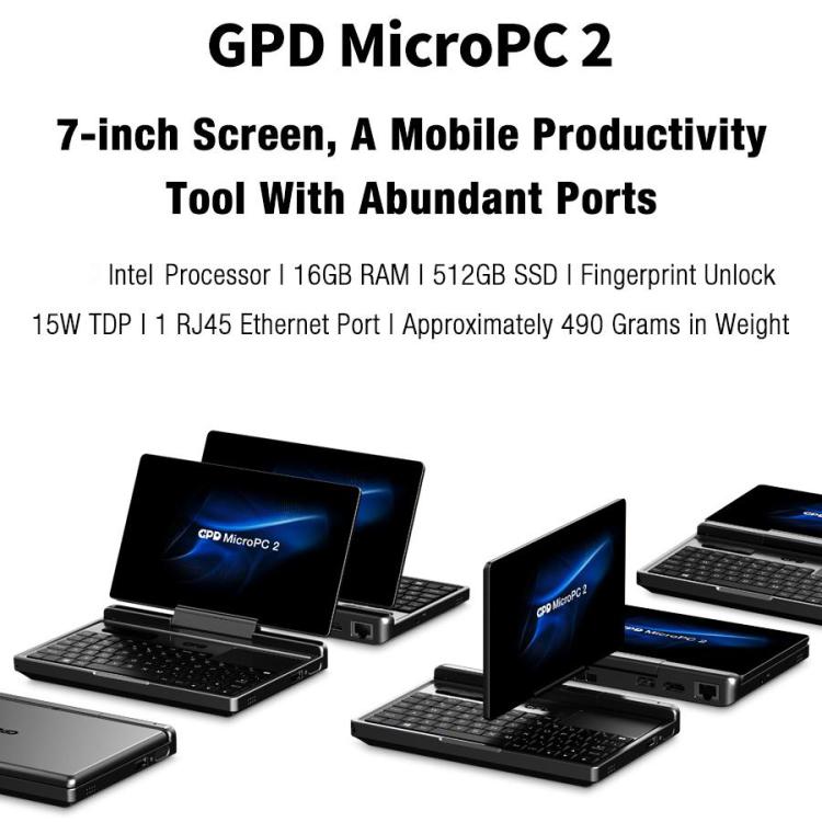 GPD MicroPC 2 Handheld Gaming PC, 16GB+512GB, 7 inch