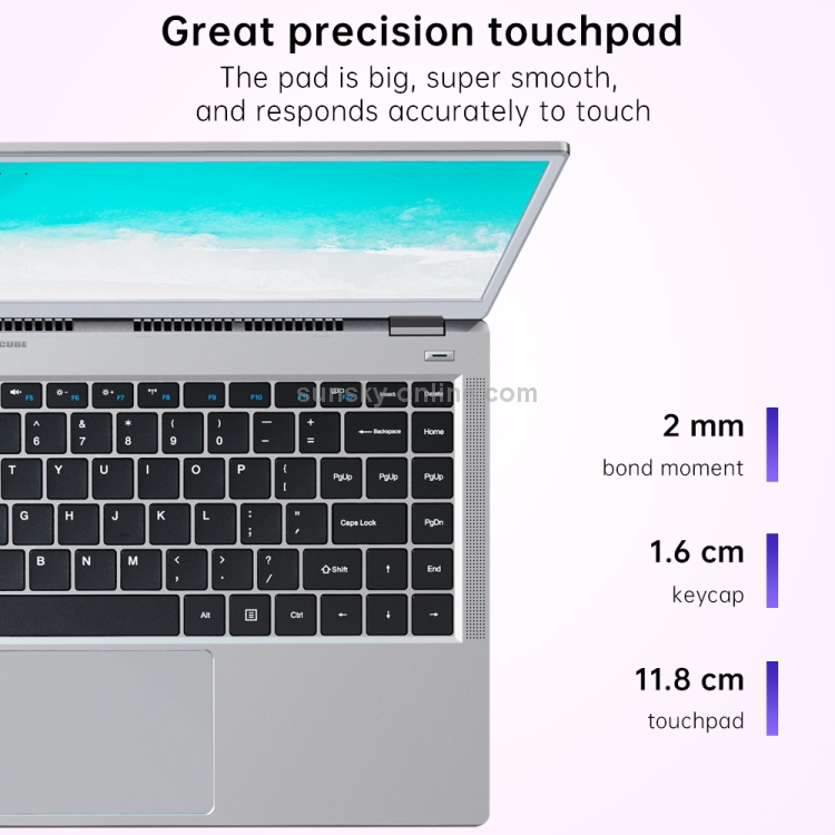 ALLDOCUBE i7Book Laptop, 14 inch, 8GB+256GB, Windows 10 intel Core i7-6660U Dual Core 2.4GHz, Support TF Card & Bluetooth & Dual Band WiFi(Silver) - 14