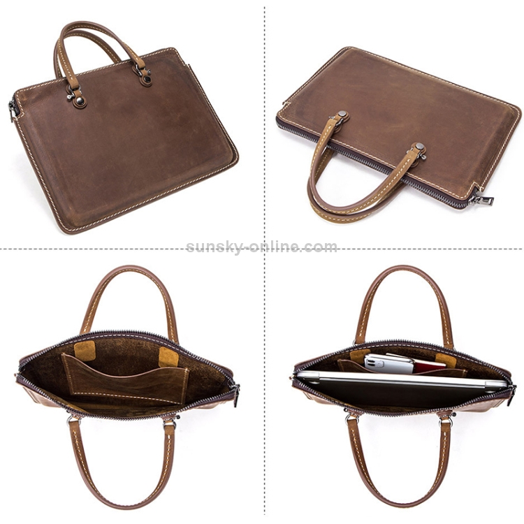 CF3004 For Macbook Pro 15 inch Retro Crazy Horse Texture Zipper Multifunctional Laptop Handbag(Coffee) CF3004 For Macbook Pro 15 inch Retro Crazy Horse Texture Zipper Multifunctional Laptop Handbag(Coffee)