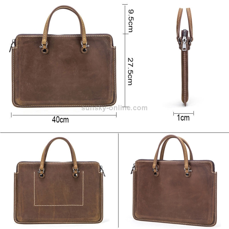CF3004 For Macbook Pro 15 inch Retro Crazy Horse Texture Zipper Multifunctional Laptop Handbag(Coffee) CF3004 For Macbook Pro 15 inch Retro Crazy Horse Texture Zipper Multifunctional Laptop Handbag(Coffee)
