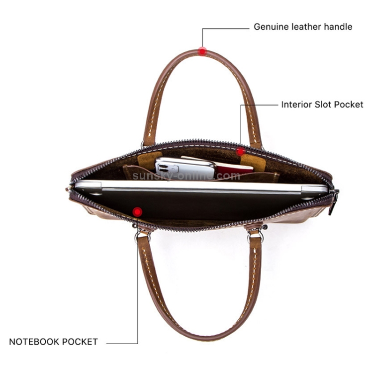 CF3004 For Macbook Pro 15 inch Retro Crazy Horse Texture Zipper Multifunctional Laptop Handbag(Coffee) CF3004 For Macbook Pro 15 inch Retro Crazy Horse Texture Zipper Multifunctional Laptop Handbag(Coffee)