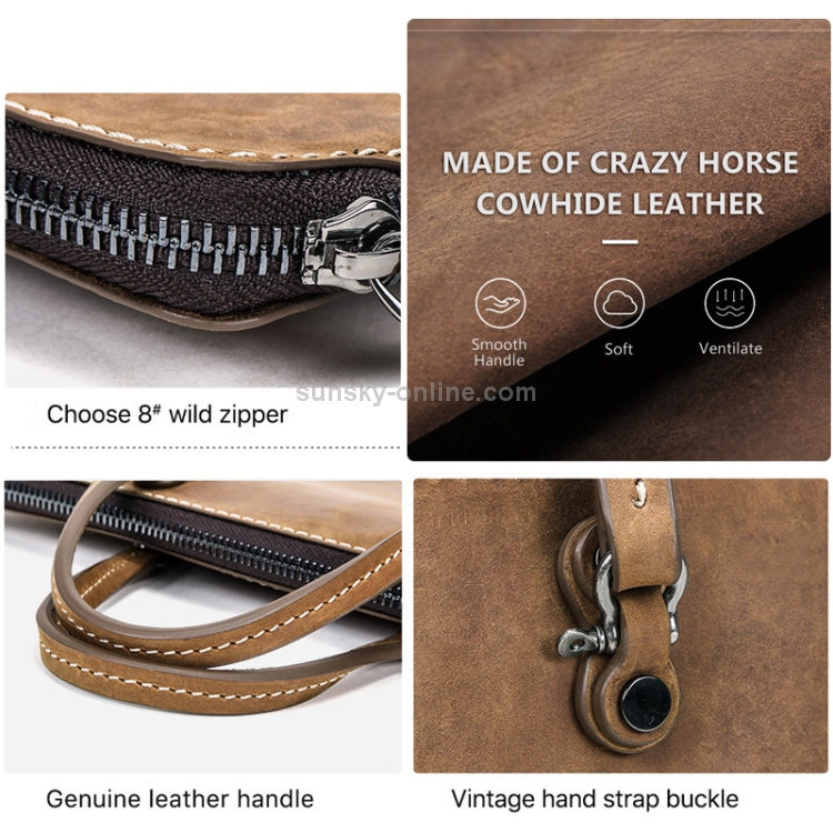 CF3004 For Macbook Pro 15 inch Retro Crazy Horse Texture Zipper Multifunctional Laptop Handbag(Coffee) CF3004 For Macbook Pro 15 inch Retro Crazy Horse Texture Zipper Multifunctional Laptop Handbag(Coffee)