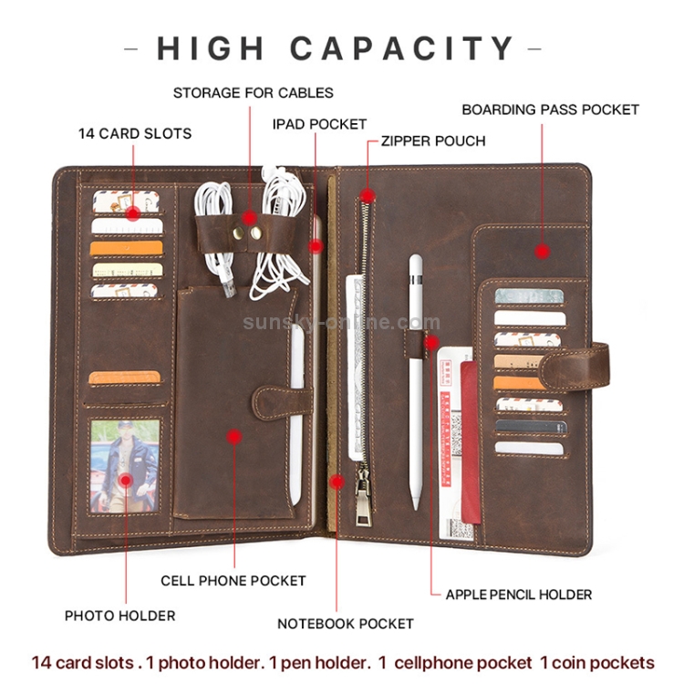 CF2012 For iPad Pro 11 / 10.5 inch Retro Crazy Horse Texture Buckle Multifunctional Tablet PC Protective Leather Case with Photo Holder & Mobile Phone / Notebook / Coin Pockets & Card Slots & Pen Slot CF2012 For iPad Pro 11 / 10.5 inch Retro Crazy Horse Texture Buckle Multifunctional Tablet PC Protective Leather Case with Photo Holder & Mobile Phone / Notebook / Coin Pockets & Card Slots & Pen Slot