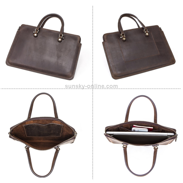 CF3003 For Macbook Pro 13.3 / 13 inch Retro Crazy Horse Texture Zipper Multifunctional Laptop Handbag (Coffee) CF3003 For Macbook Pro 13.3 / 13 inch Retro Crazy Horse Texture Zipper Multifunctional Laptop Handbag (Coffee)