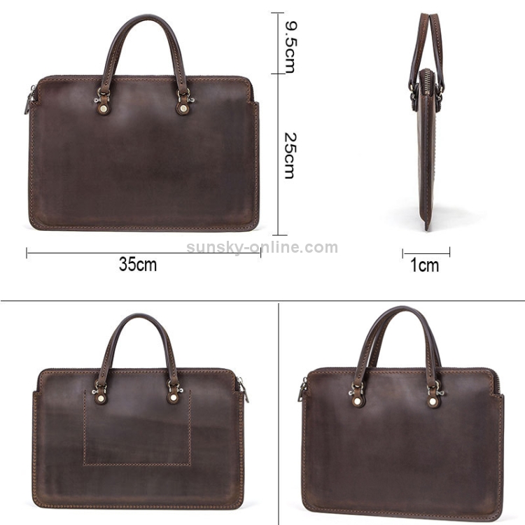CF3003 For Macbook Pro 13.3 / 13 inch Retro Crazy Horse Texture Zipper Multifunctional Laptop Handbag (Coffee) CF3003 For Macbook Pro 13.3 / 13 inch Retro Crazy Horse Texture Zipper Multifunctional Laptop Handbag (Coffee)