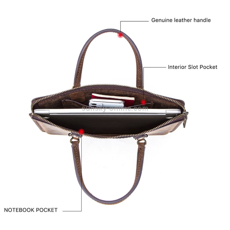 CF3003 For Macbook Pro 13.3 / 13 inch Retro Crazy Horse Texture Zipper Multifunctional Laptop Handbag (Coffee) CF3003 For Macbook Pro 13.3 / 13 inch Retro Crazy Horse Texture Zipper Multifunctional Laptop Handbag (Coffee)