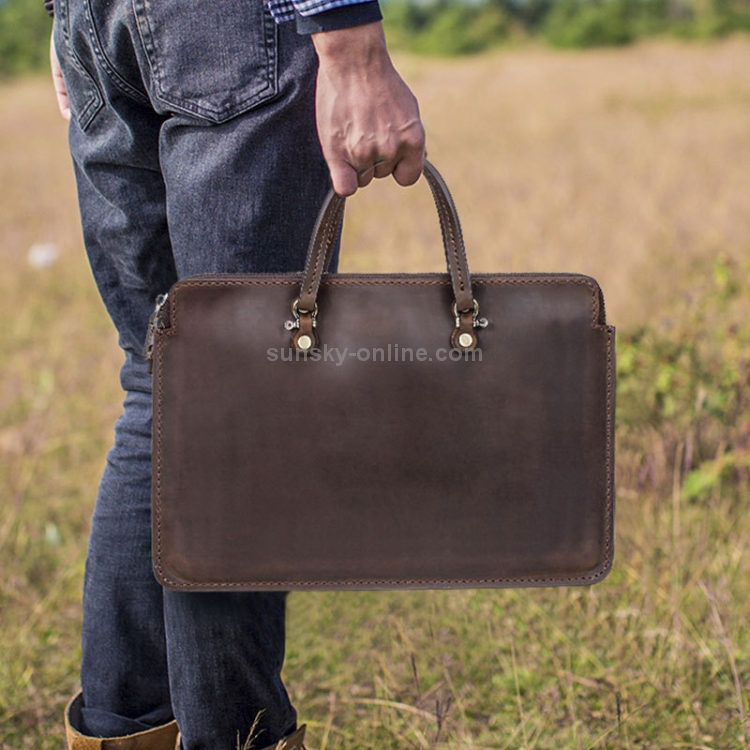CF3003 For Macbook Pro 13.3 / 13 inch Retro Crazy Horse Texture Zipper Multifunctional Laptop Handbag (Coffee) CF3003 For Macbook Pro 13.3 / 13 inch Retro Crazy Horse Texture Zipper Multifunctional Laptop Handbag (Coffee)