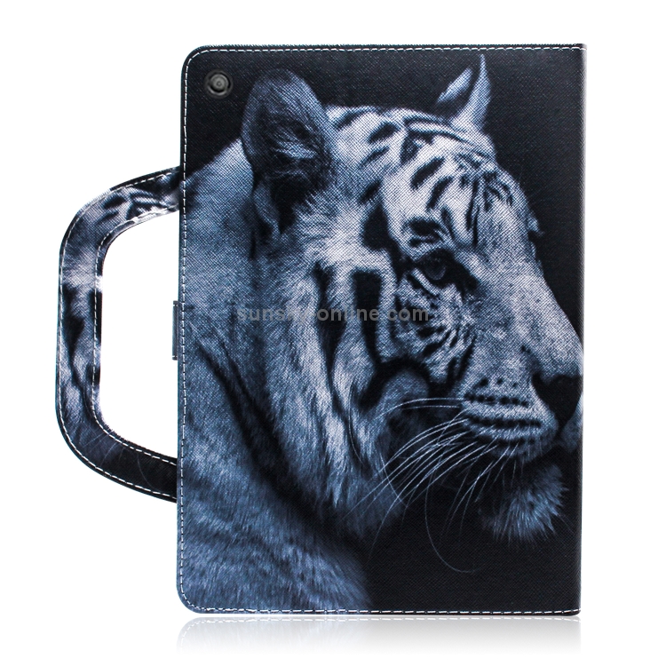 Funda de cuero con tapa horizontal con diseño de tigre blanco para   Kindle Fire HD 10 2015/2017, con soporte, ranura para tarjeta y billetera