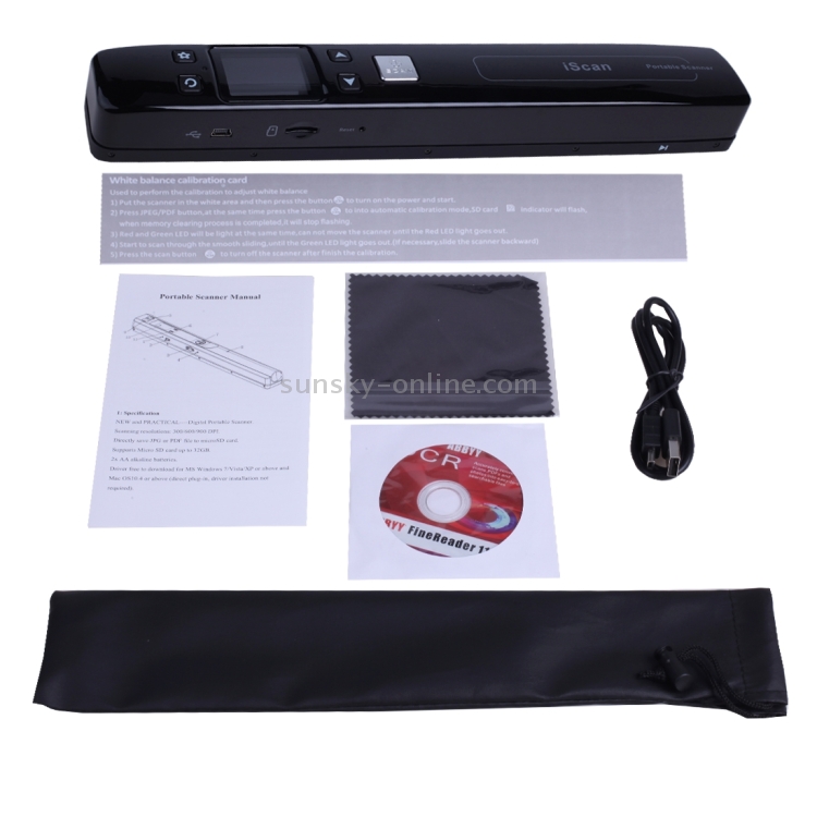 Escáner de mano portátil de documentos móviles de doble rodillo iScan02 con pantalla LED, compatible con 1050DPI / 600DPI / 300DPI / PDF / JPG / TF (negro) - 5