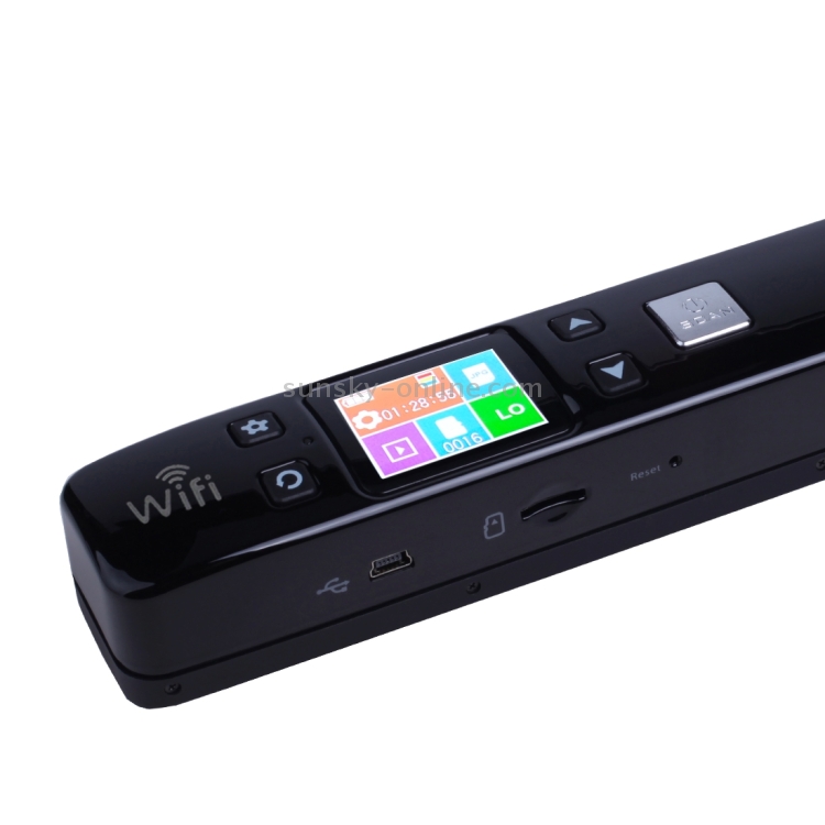 Escáner de mano portátil iScan02 WiFi de doble rodillo para documentos móviles con pantalla LED, compatible con 1050DPI / 600DPI / 300DPI / PDF / JPG / TF (negro) - 2