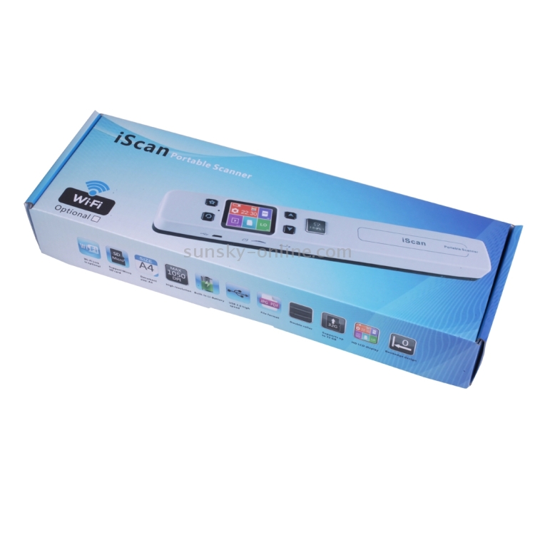 Escáner de mano portátil iScan02 WiFi de doble rodillo para documentos móviles con pantalla LED, compatible con 1050DPI / 600DPI / 300DPI / PDF / JPG / TF (negro) - 6