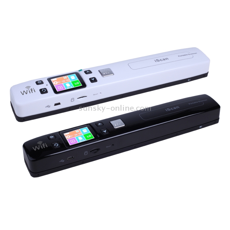 Escáner de mano portátil iScan02 WiFi de doble rodillo para documentos móviles con pantalla LED, compatible con 1050DPI / 600DPI / 300DPI / PDF / JPG / TF (negro) - B1