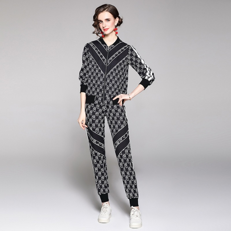 Ladies Slim Breathable Printing Suit (XL) - 1