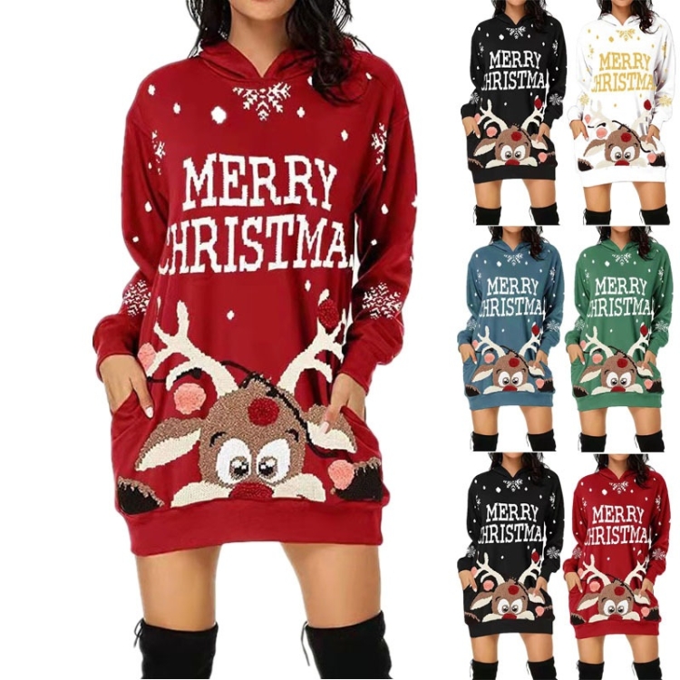 Outerwear Women Christmas Gradient Sweatshirt Xmas Elk Printed