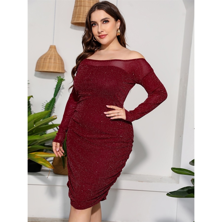 Plus Size Off Shoulder Long Sleeve Sexy 