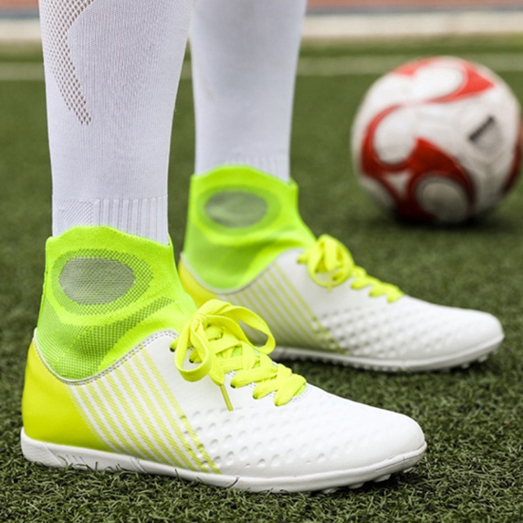 Zapatos de fútbol de caña alta ligeros y transpirables para adultos y niños  (Color: Blanco Talla: 42)