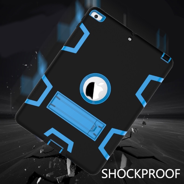 Contrast Color Silicone + PC Shockproof Case for iPad 9.7 inch (2018/2017), with Holder (Blue) Contrast Color Silicone + PC Shockproof Case for iPad 9.7 inch (2018/2017), with Holder (Blue)