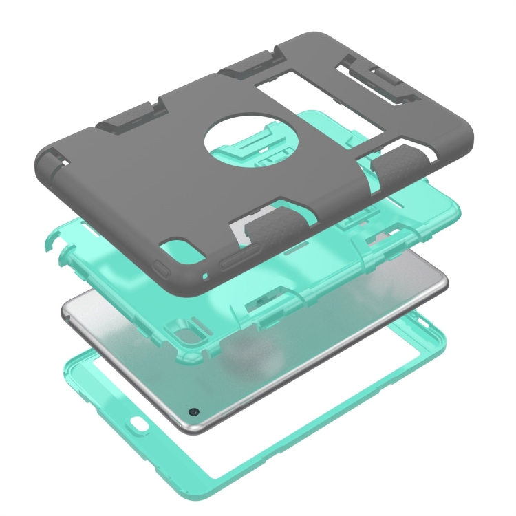 Contrast Color Silicone + PC Shockproof Case for iPad mini 5 / mini 4, with Holder(Grey+Mint Green) Contrast Color Silicone + PC Shockproof Case for iPad mini 5 / mini 4, with Holder(Grey+Mint Green)