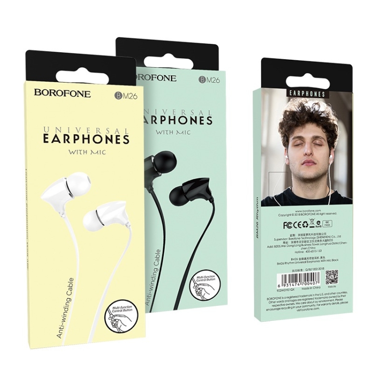 Borofone BM26 3.5mm Musical Line Control In-ear Business Earhones Headset with Mic (Black) Borofone BM26 3.5mm Musical Line Control In-ear Business Earhones Headset with Mic (Black)
