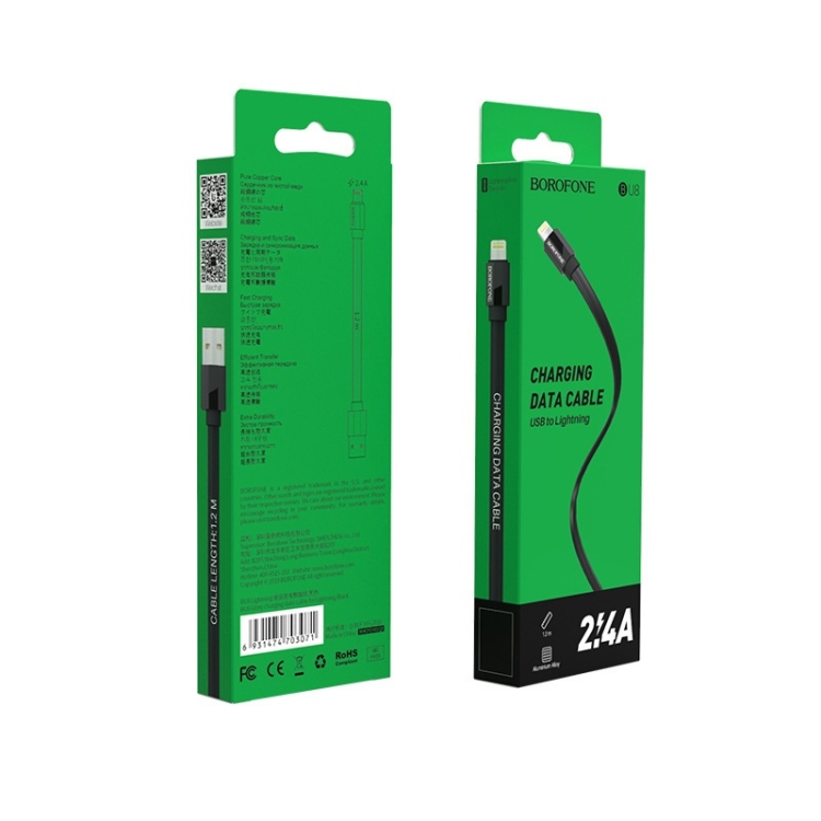 Borofone BU8 1.2m 8 Pin to USB Charging & Data Cable (Black) Borofone BU8 1.2m 8 Pin to USB Charging & Data Cable (Black)