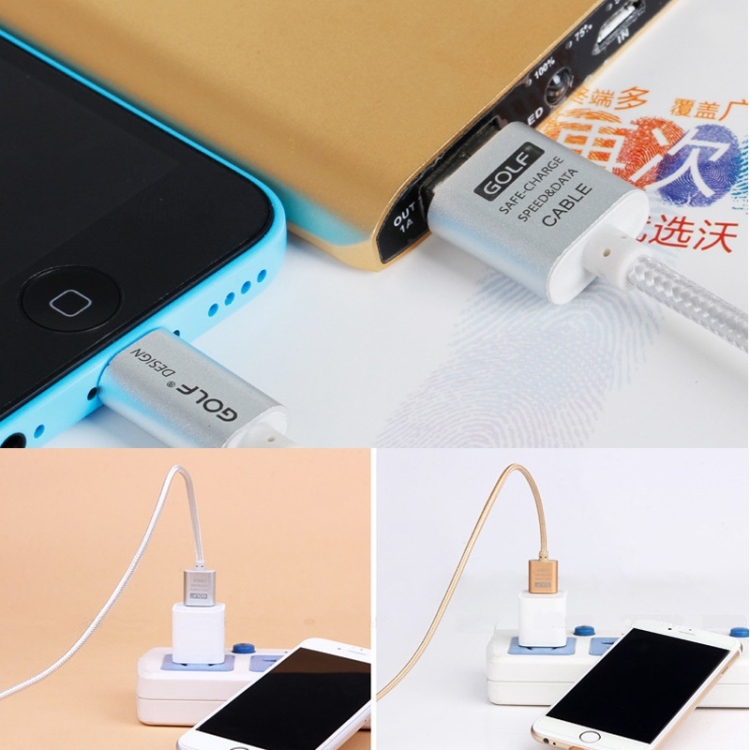 GOLF GC-10i 8 Pin to USB Charging Data Cable for iPhone 7 & 7 Plus, iPhone 6 & 6s, iPhone 6 Plus & 6s Plus (Gold) GOLF GC-10i 8 Pin to USB Charging Data Cable for iPhone 7 & 7 Plus, iPhone 6 & 6s, iPhone 6 Plus & 6s Plus (Gold)