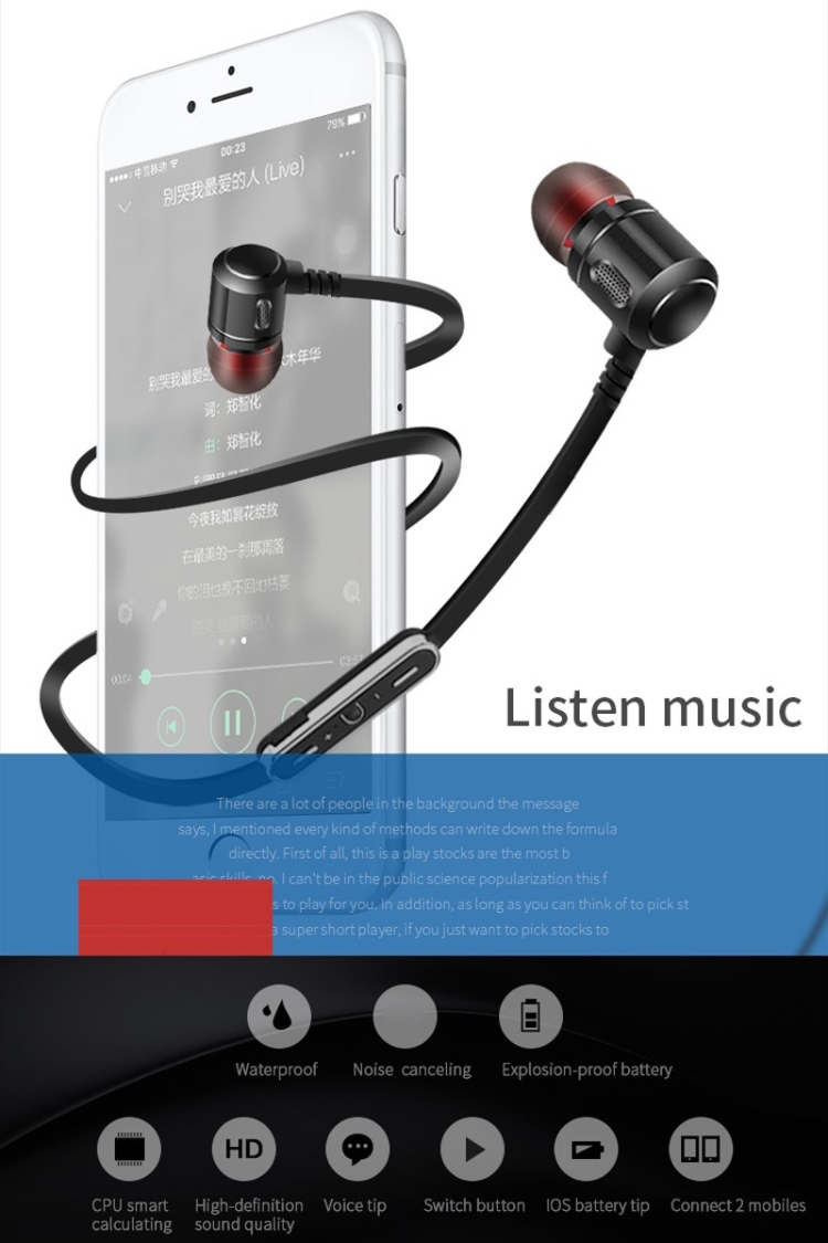 Moloke S8 Hanging Neck In-Ear Sports Bluetooth Earphone Waterproof Anti-sweat Stereo Sound Headset (Gold) Moloke S8 Hanging Neck In-Ear Sports Bluetooth Earphone Waterproof Anti-sweat Stereo Sound Headset (Gold)