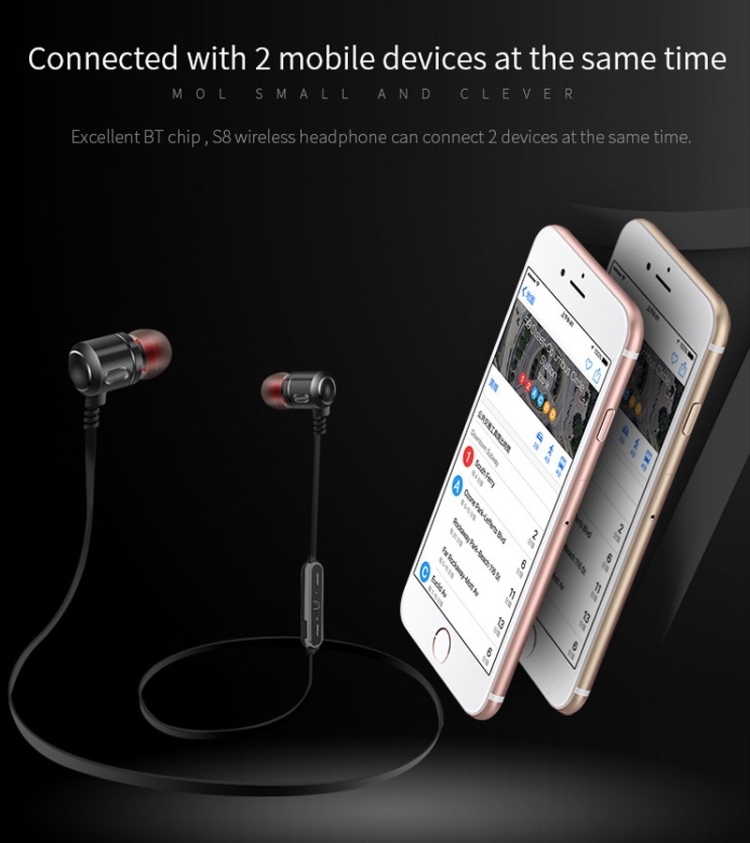 Moloke S8 Hanging Neck In-Ear Sports Bluetooth Earphone Waterproof Anti-sweat Stereo Sound Headset (Gold) Moloke S8 Hanging Neck In-Ear Sports Bluetooth Earphone Waterproof Anti-sweat Stereo Sound Headset (Gold)