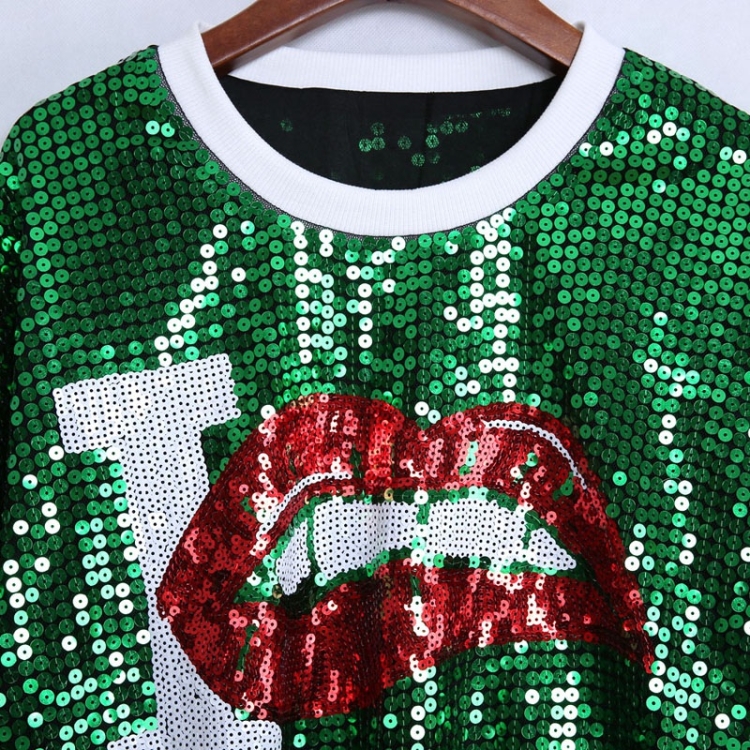 Camiseta labios lentejuelas sale