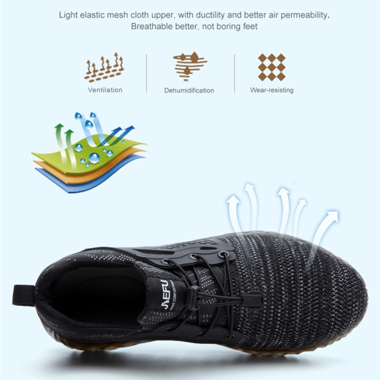 Jiefu Flying Knitted Air Permeable Aislante Cabeza de acero Zapatos anti  aplastantes Seguridad anti perforaciones Zapatos de protección laboral  (Color: Negro Tamaño: 36)