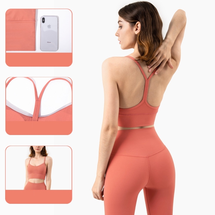 Skin Friendly Nude Sports Bra Cross Back Shockproof Fitness Vest