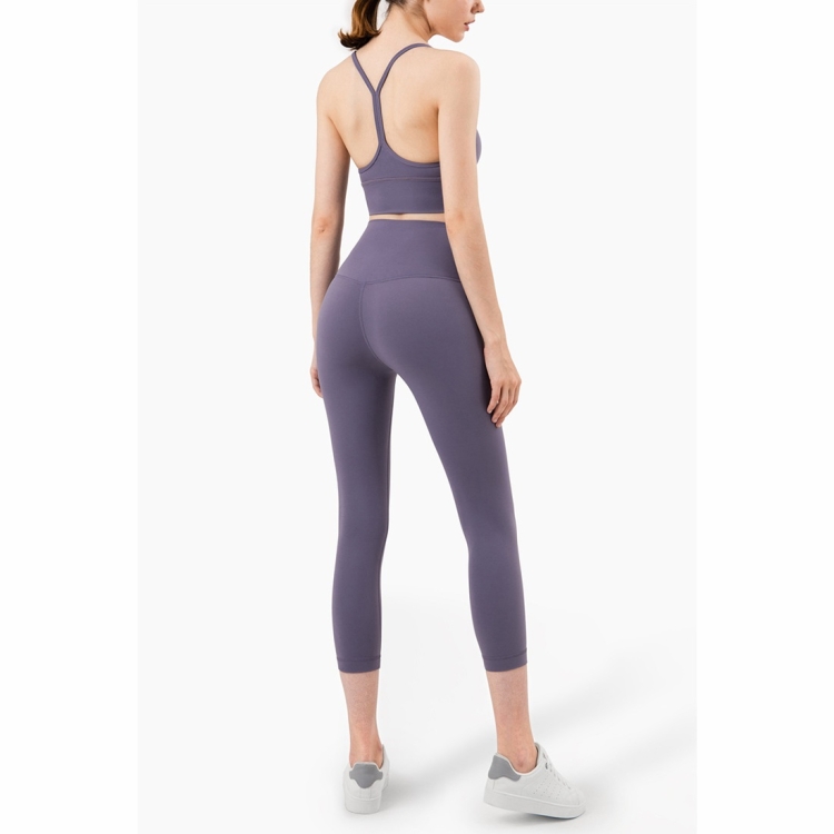  NA Cepillado Nude Lycra Yoga Pantalones Señoras Slim