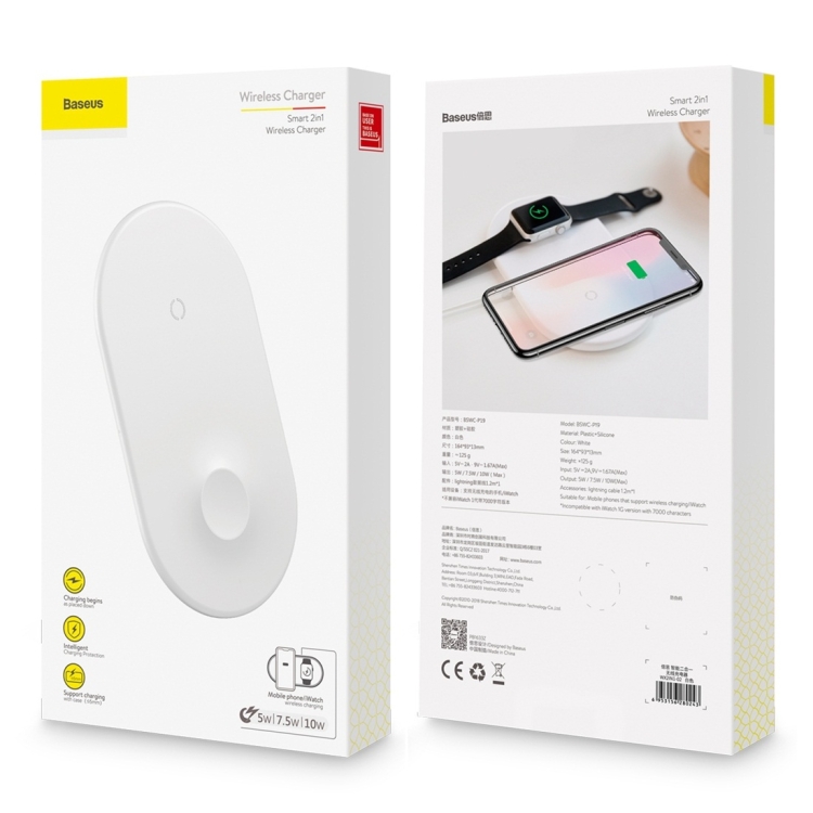 Baseus WX2IN1-02 2 in 1 10W Qi Standard Smart Wireless Charger