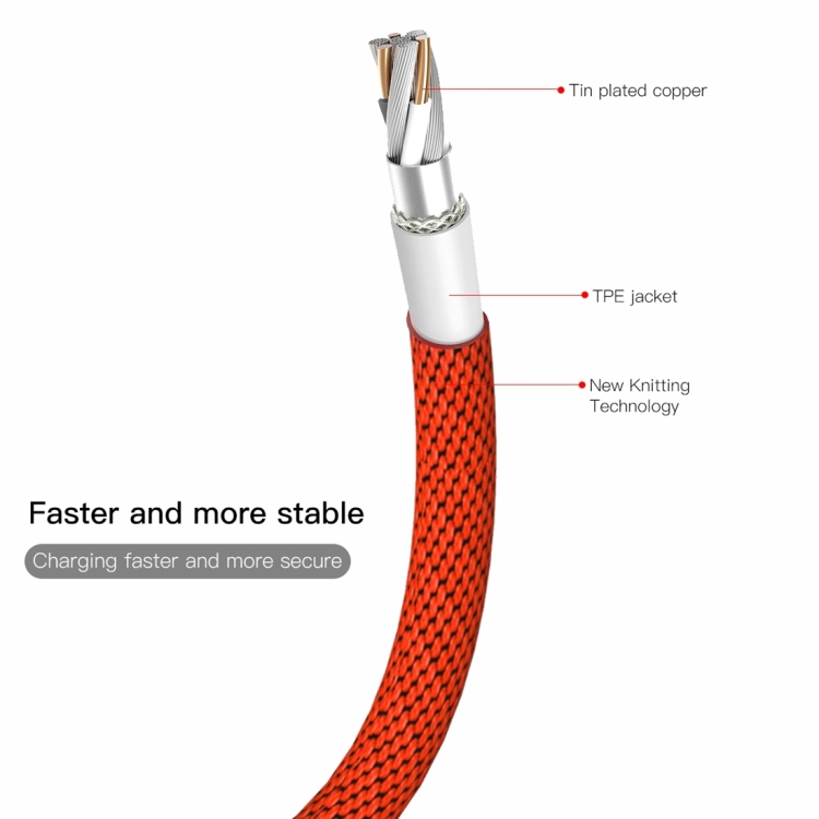 Baseus CALYW-M09 2A USB to 8 Pin Linen Finish Weaving Charge and Data Cable, Cable Length: 5m