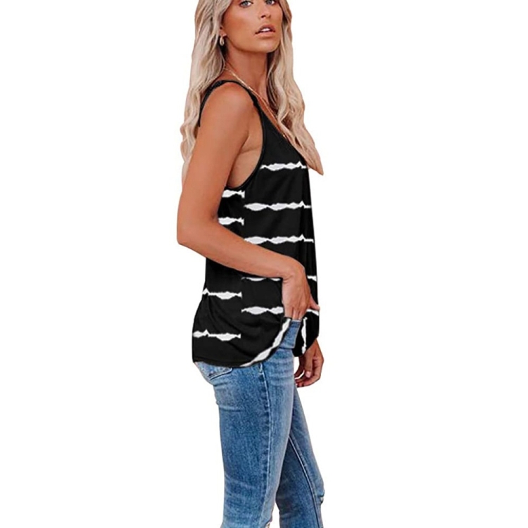 V-neck Striped Sleeveless T-Shirt 