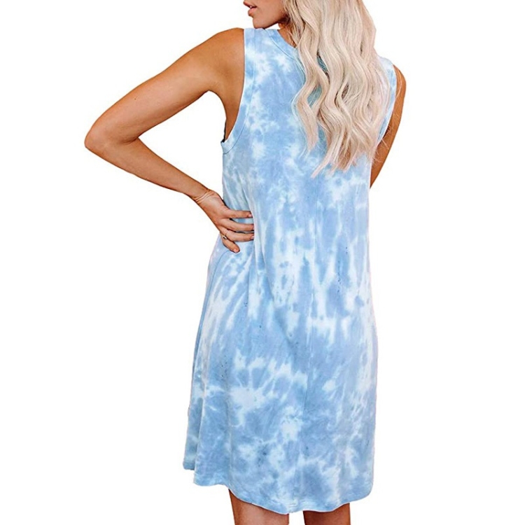 Tie Dye Boho Loose Dress Women Summer Beach Baggy