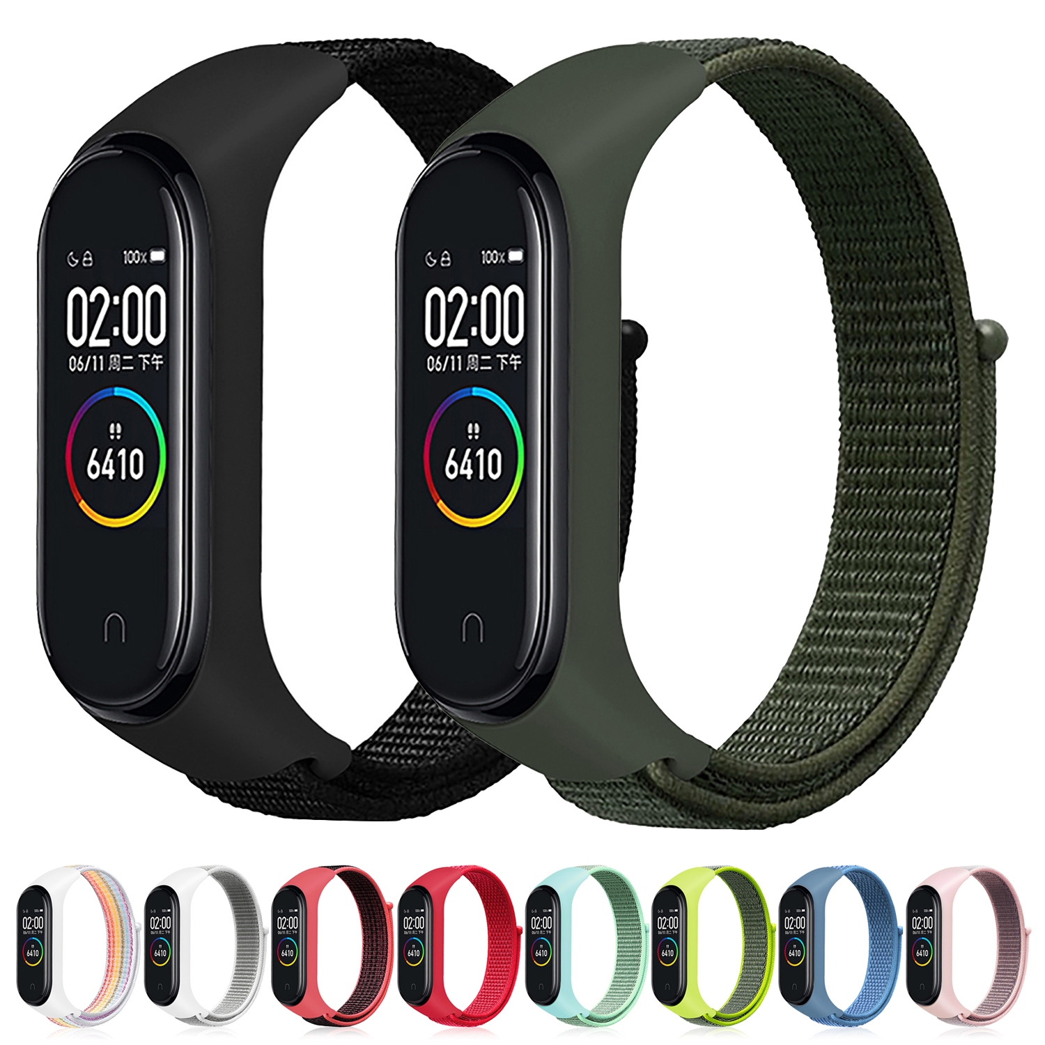 SUNSKY Smart Watch Nylon Woven Watch Band สำหรับ Xiaomi Mi Band 3/4 (สี)
