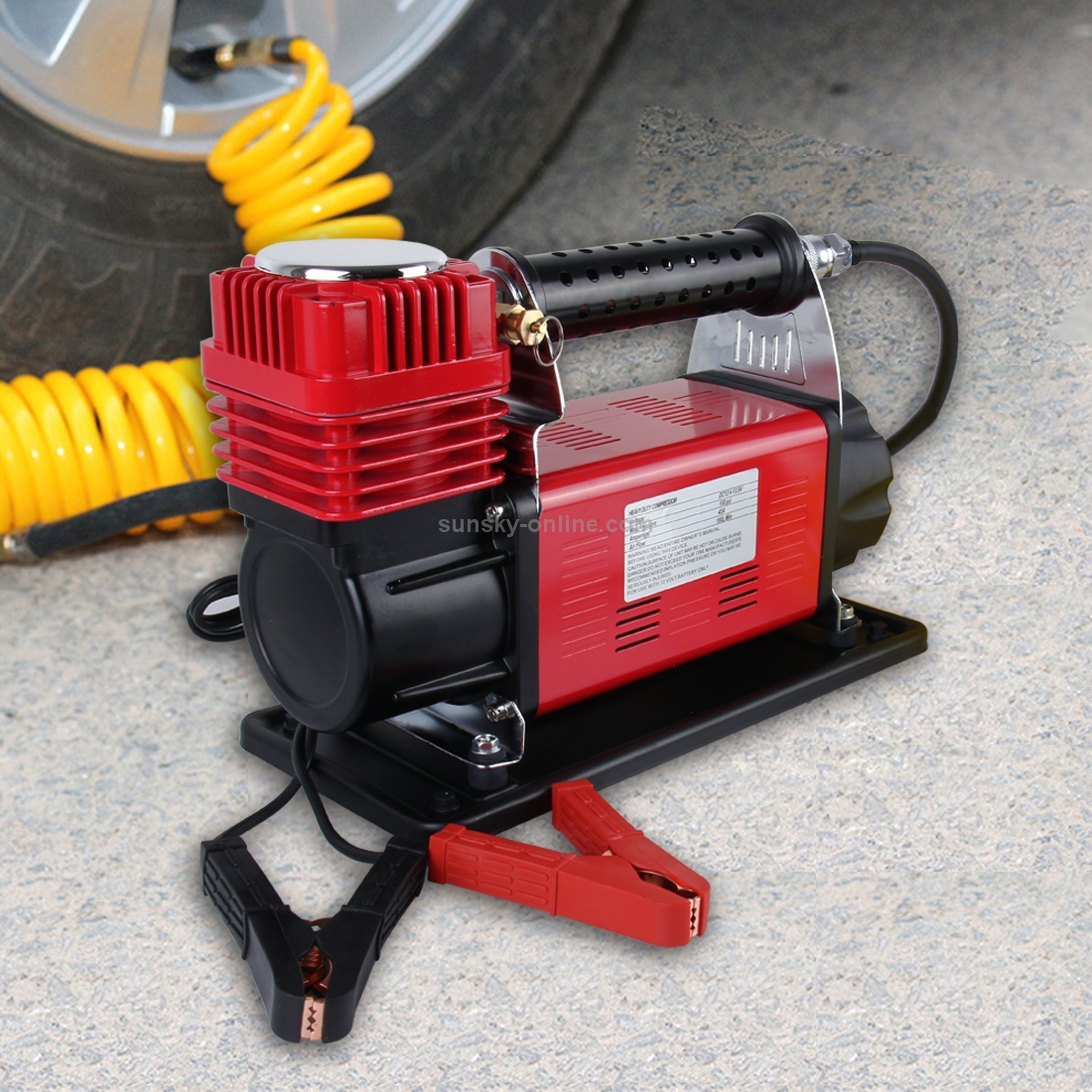 SUNSKY Air Compressor with Pressure Gauge And Three Nozzle Adapters