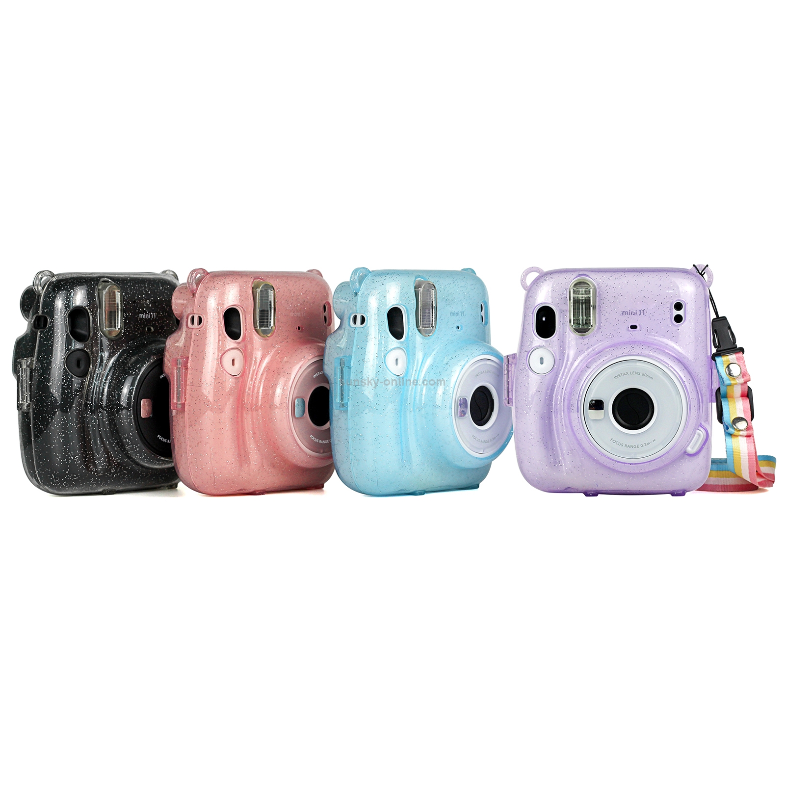 Glitter Power Crystal Case with Strap for FUJIFILM Instax mini 11 (Blue)