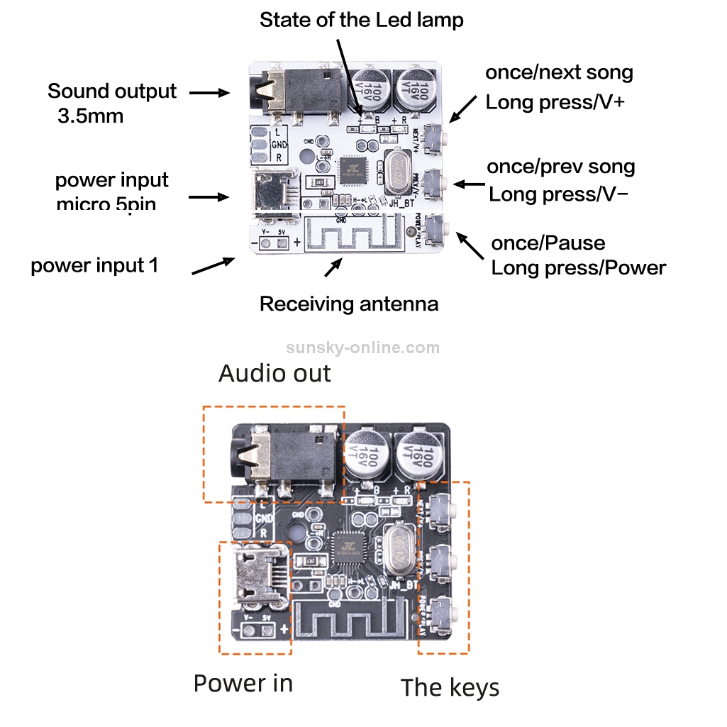 6966 DIY Bluetooth 5.0 Audio Receiver Board Module MP3 Lossless Player Wireless Stereo Music Amplifier Module (Black)