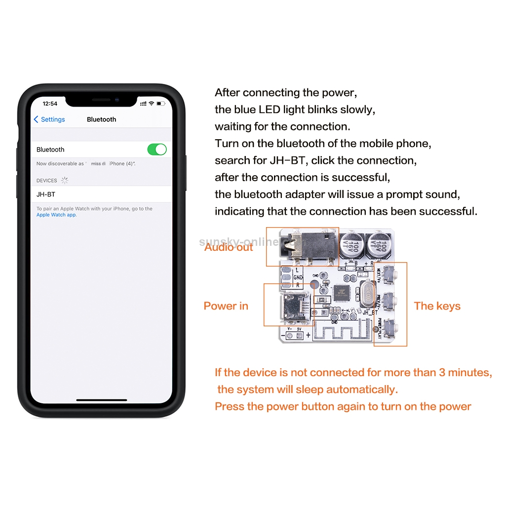 6966 DIY Bluetooth 5.0 Audio Receiver Board Module MP3 Lossless Player Wireless Stereo Music Amplifier Module (Black)