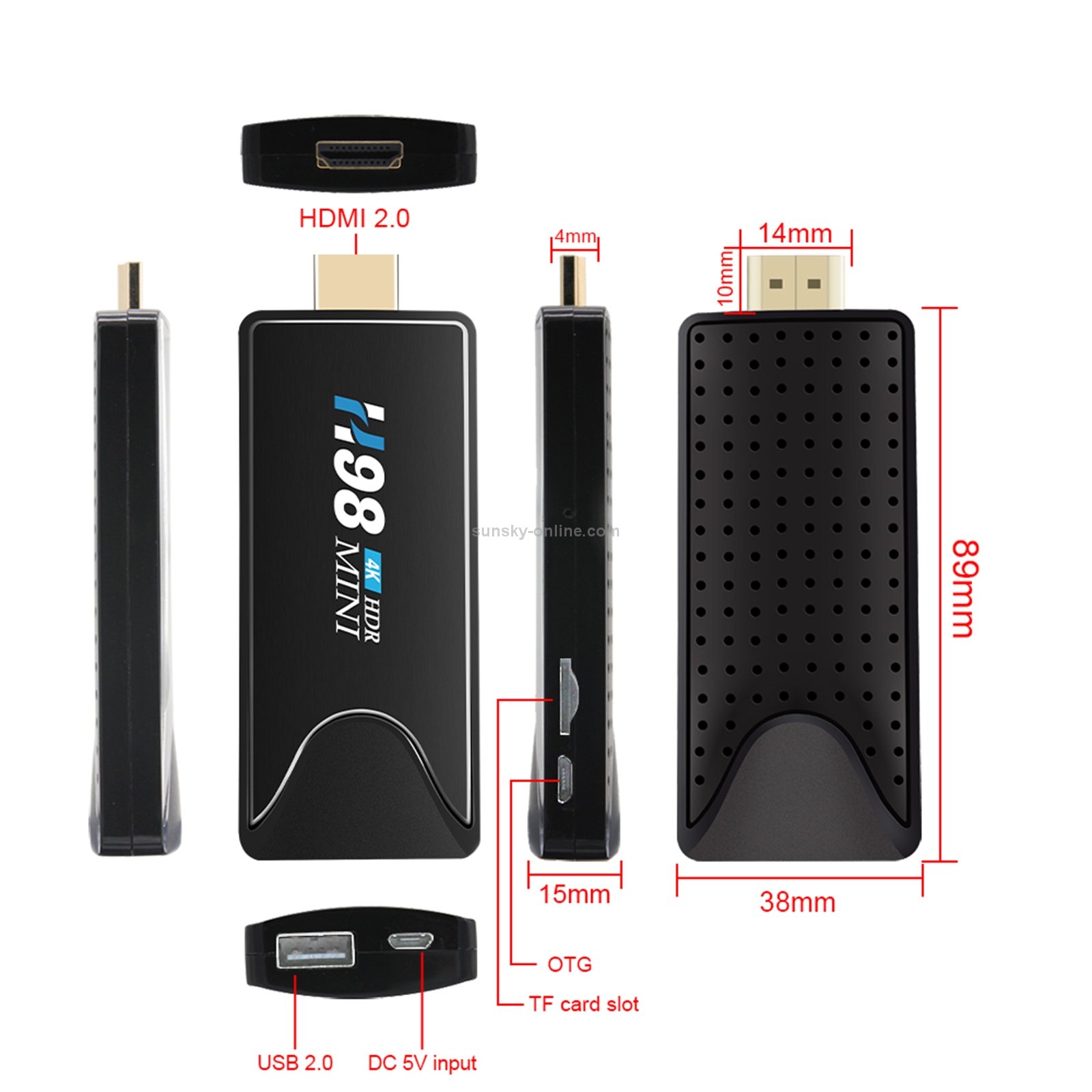 H98 Mini 4K Dongle Smart TV BOX Android 10 Media Player with Remote Control, Allwinner H313 Quad
