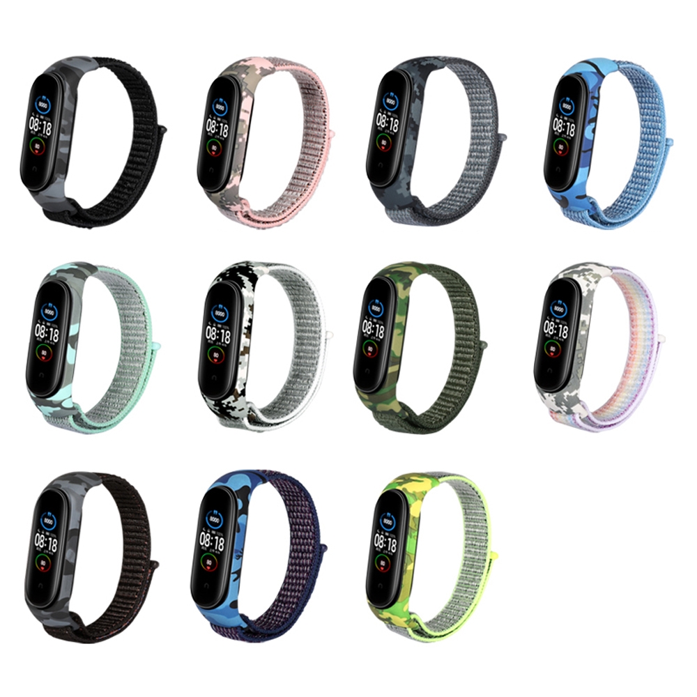 SUNSKY - สำหรับ Xiaomi Mi Band 6/5/4/3 Nylon Loop Camouflage Integrated ...