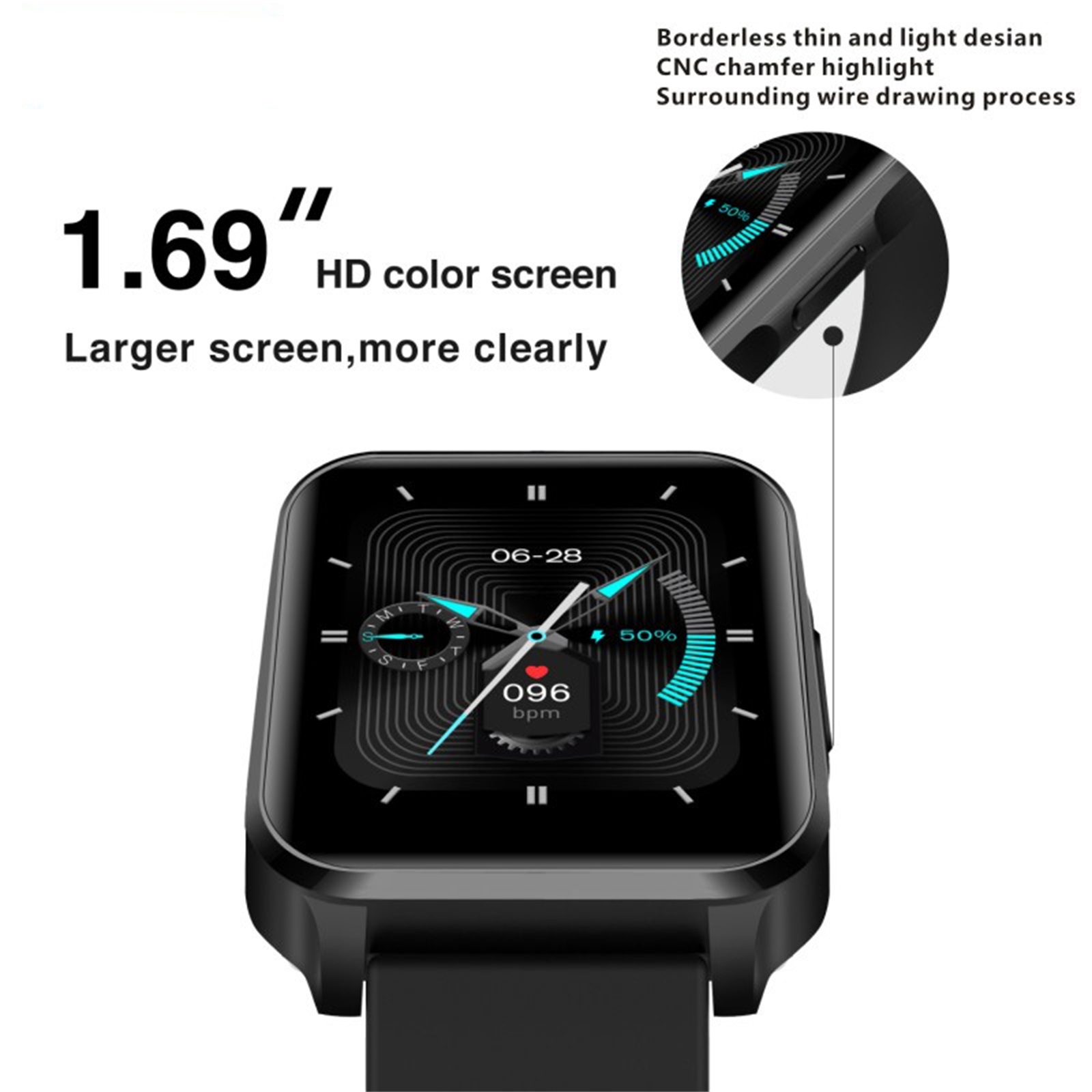 SUNSKY - Lenovo S2 Pro 1.69 inch IPS Full Screen Smart Watch, IP67 ...