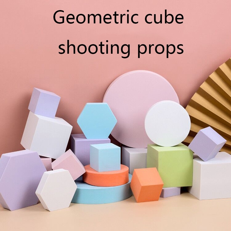 8 in 1 Different Sizes Geometric Cube Solid Color Photography Photo Background Table Shooting Foam Props (Grey)