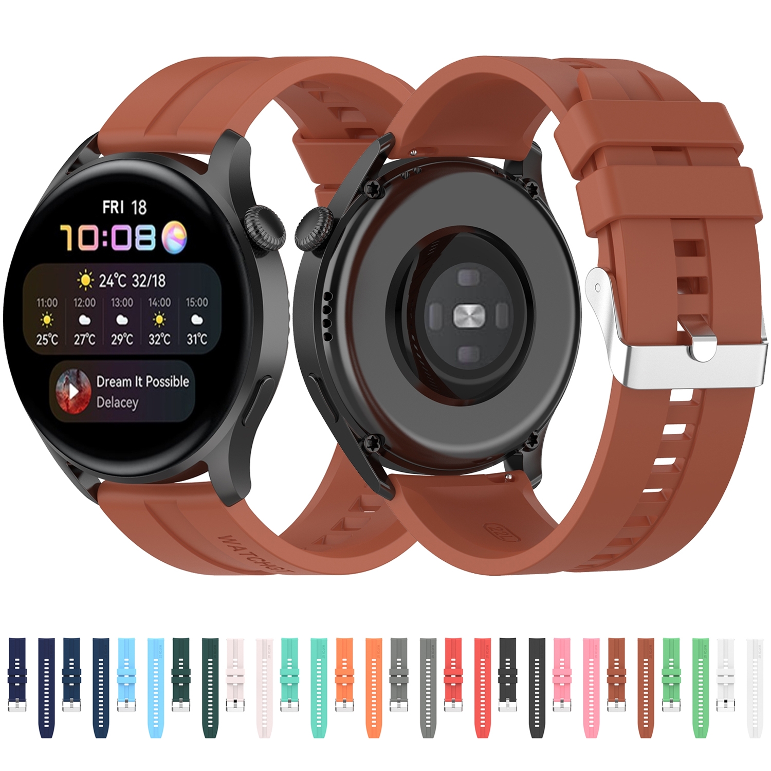 Cinturino In Silicone Per Huawei Band 3 Pro E 4 Pro, Con Chiusura In Acciaio, Sostituzione Facile