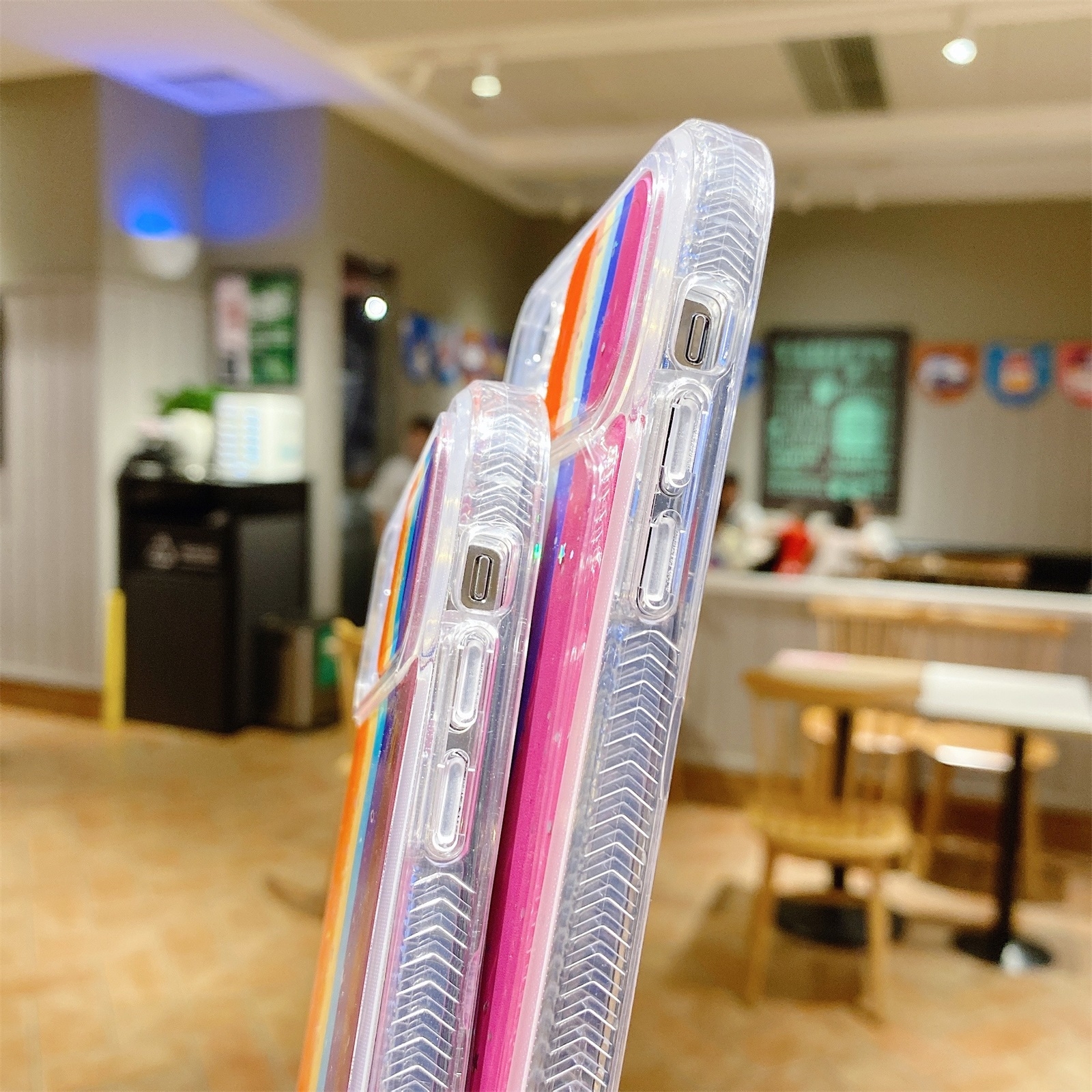 SUNSKY สำหรับ iPhone 11 Sliding Camera Cover Design Rainbow Epoxy TPU