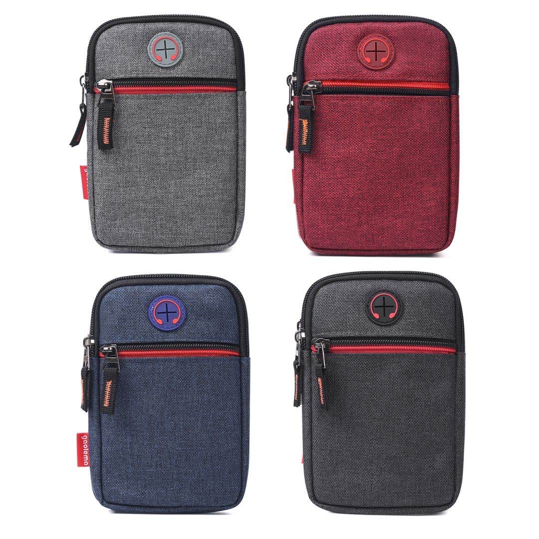 For 5.5-6.5 inch Mobile Phones Universal Canvas Waist Bag with Shoulder Strap & Earphone Jack(Red)