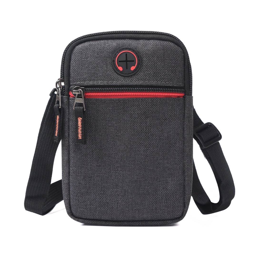 For 5.5-6.5 inch Mobile Phones Universal Canvas Waist Bag with Shoulder Strap & Earphone Jack(Red)